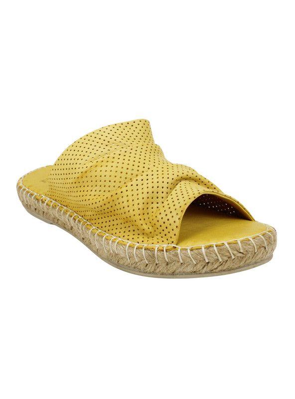 Sandalia Exs Troquelada Cuero Amarilla-2