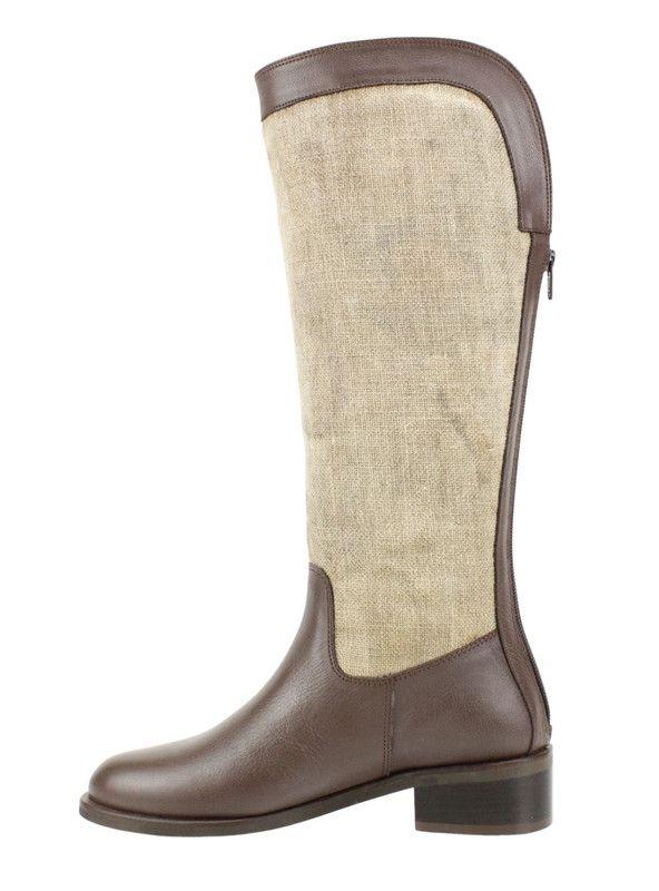 Bota Exs Equitación Cuero Textil Café-3