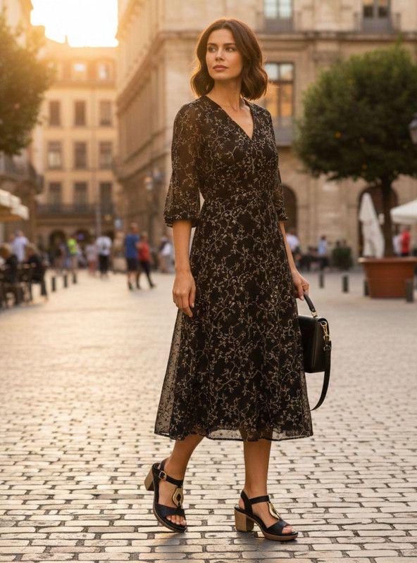 Sandalia New Walk Tira en T Negra-1