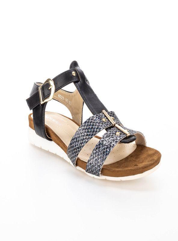 SANDALIA MUJER CASUAL NEW WALK 6029-90-90 | Negro |-0