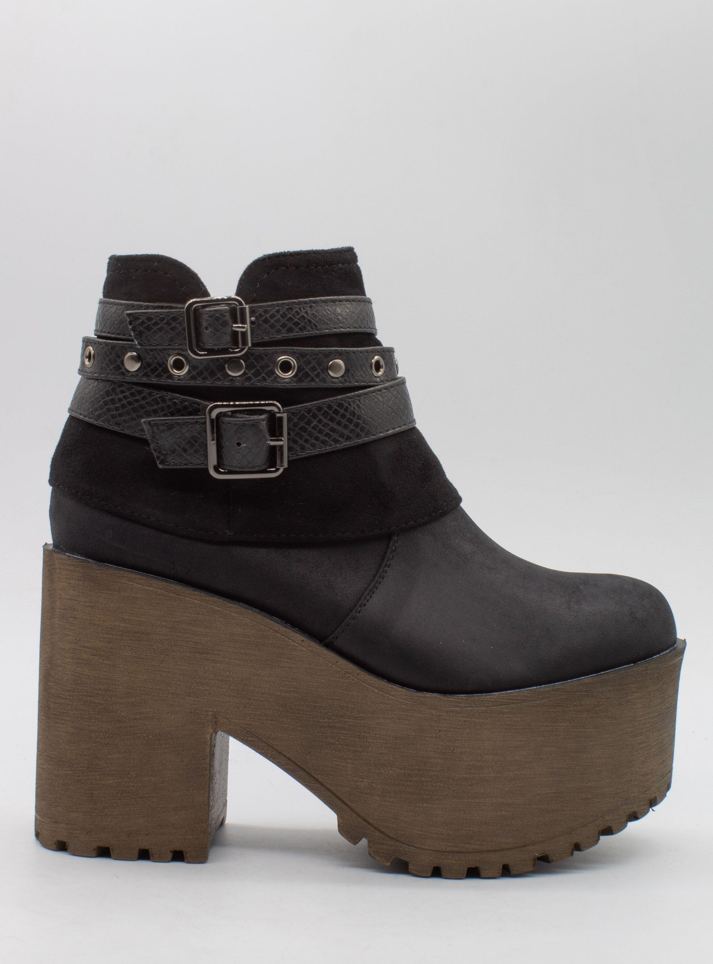 Botin New Walk High Plataform Negro-1