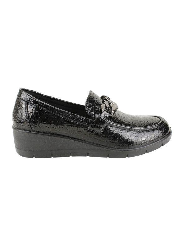 Mocasín New Walk Reptil Confort Negro-0