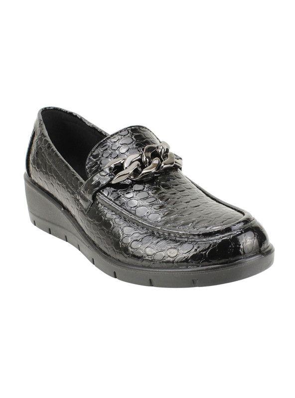 Mocasín New Walk Reptil Confort Negro-1