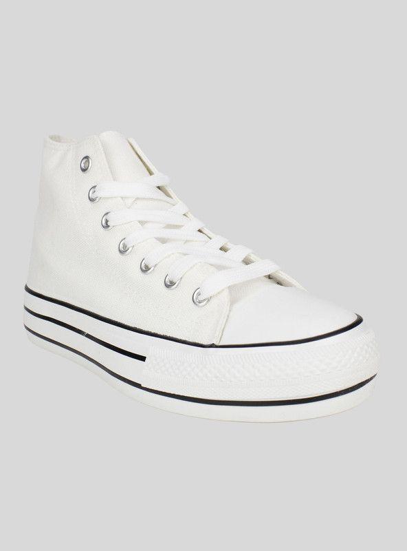 Zapatilla New walk Lona Plataforma Blanca-1