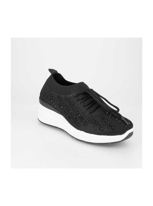 Zapatilla New Walk Brillos Malla Negra-1