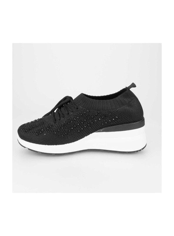 Zapatilla New Walk Brillos Malla Negra-3