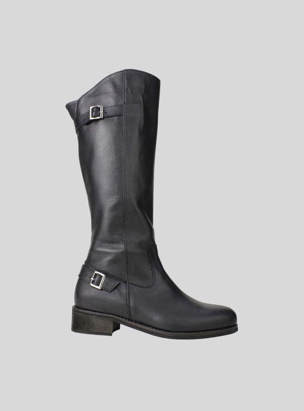 Bota Exs Larga Cuero Negro-0
