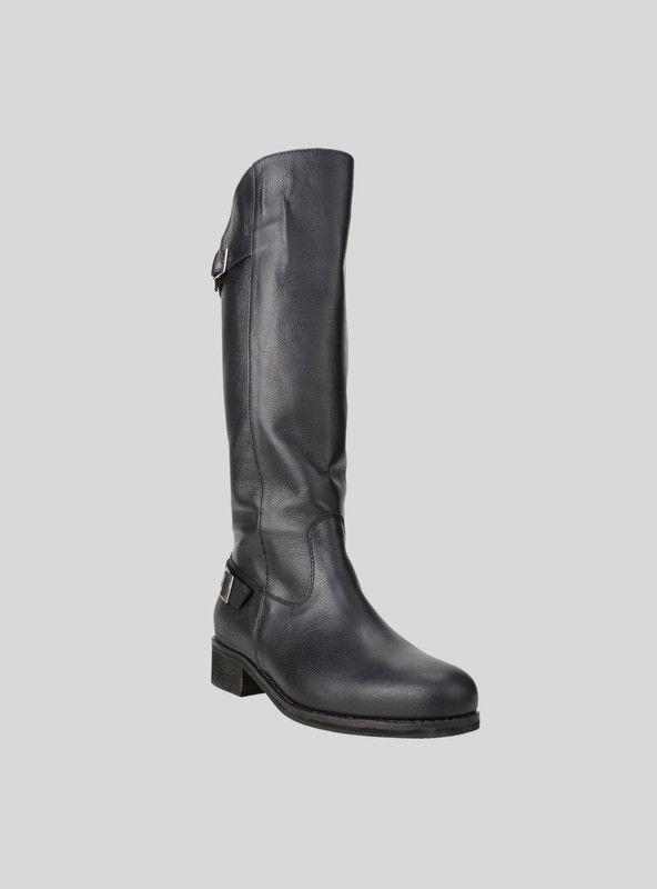 Bota Exs Larga Cuero Negro-1
