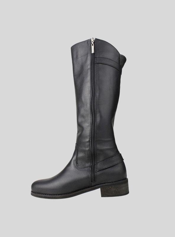 Bota Exs Larga Cuero Negro-2