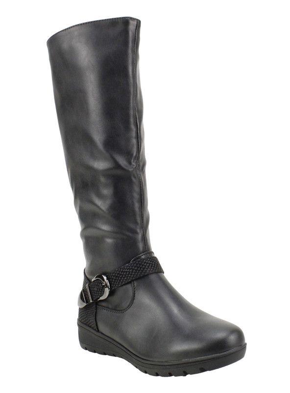 Bota New Walk Alta Hebilla Negra-2