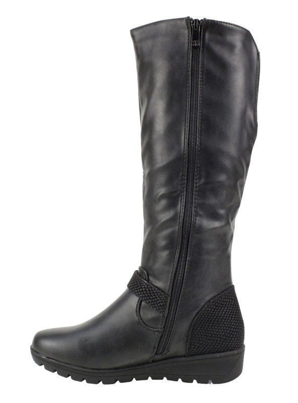 Bota New Walk Alta Hebilla Negra-3