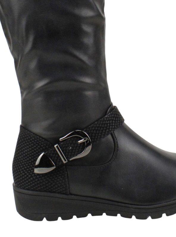 Bota New Walk Alta Hebilla Negra-4