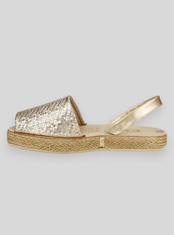 Sandalia Exs Hexágonos Cuero Dorado-2
