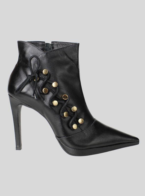 Botín Exs Silueta Cuero Negro-0