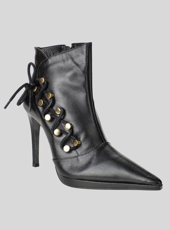 Botín Exs Silueta Cuero Negro-1