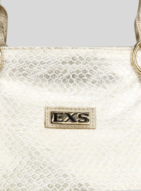 Cartera Exs Cuero Reptil Dorada-2