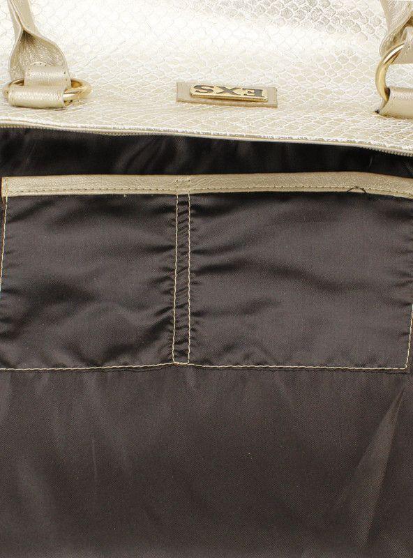 Cartera Exs Cuero Reptil Dorada-3