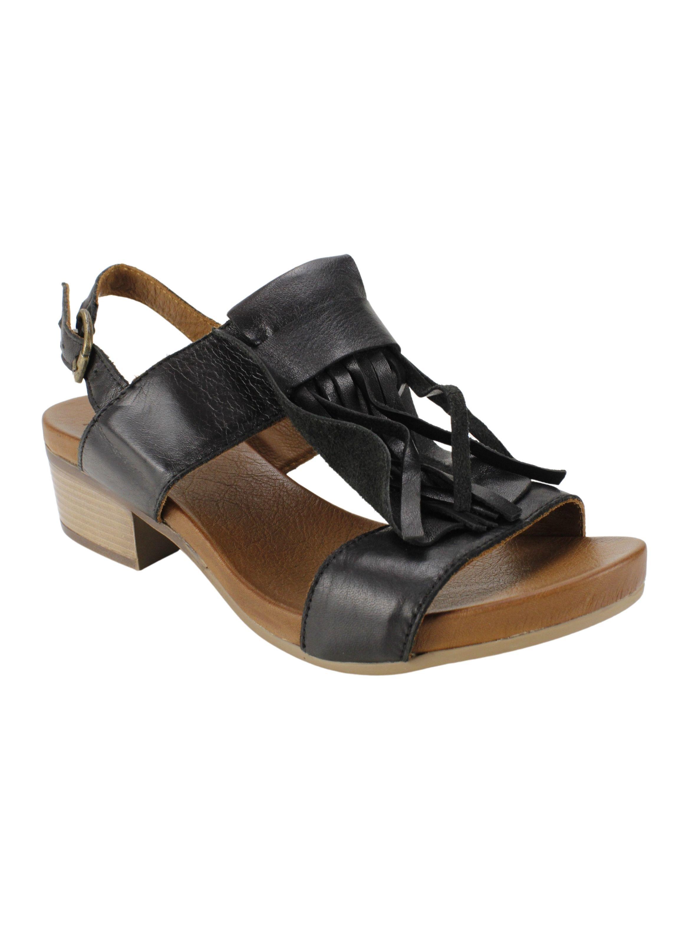Sandalia Exs Flecos Cuero Negra-1