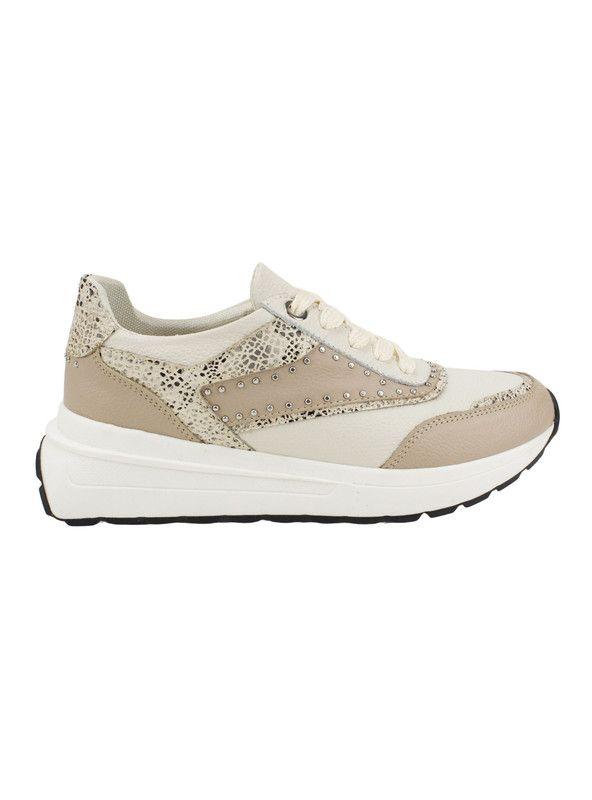 Zapatilla Exs Brillos Cuero Beige-0