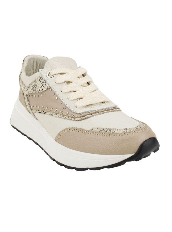 Zapatilla Exs Brillos Cuero Beige-1