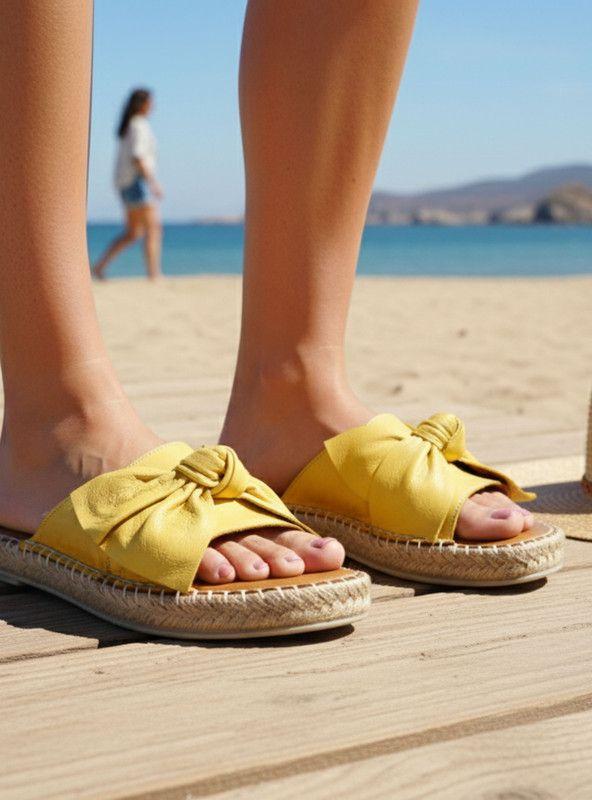 Sandalia Exs Lazo Cuero Amarilla-1