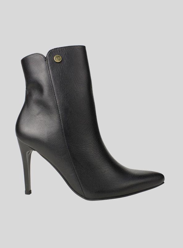 Botín Exs Stiletto Cuero Negro-0