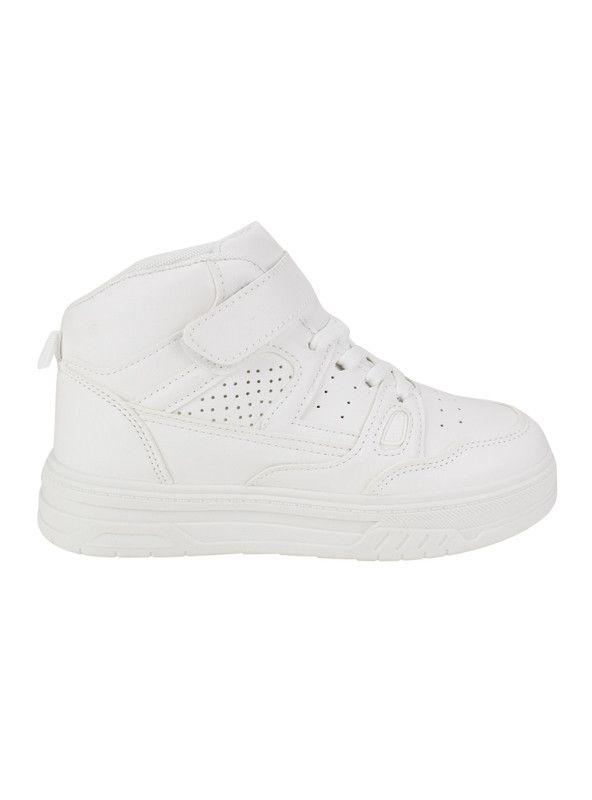 Zapatilla New Walk Escolar Caña Alta Blanca-0