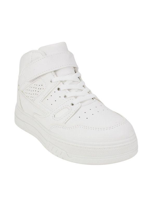 Zapatilla New Walk Escolar Caña Alta Blanca-1