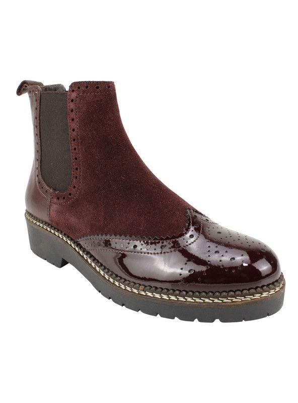 Botín Exs Slip On Cuero Burdeo-2