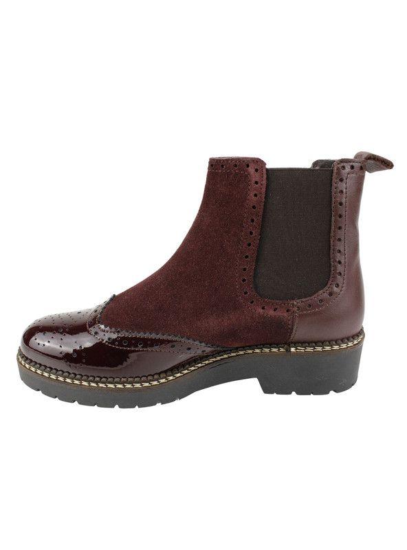 Botín Exs Slip On Cuero Burdeo-3