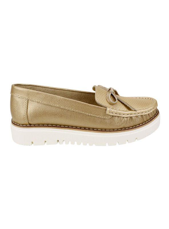 Mocasín Exs Clásica Confort Cuero Dorado-0