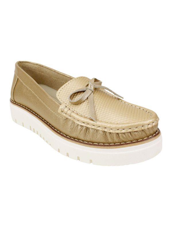 Mocasín Exs Clásica Confort Cuero Dorado-2