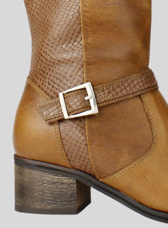 Bota Exs Broche Cuero Marrón-3