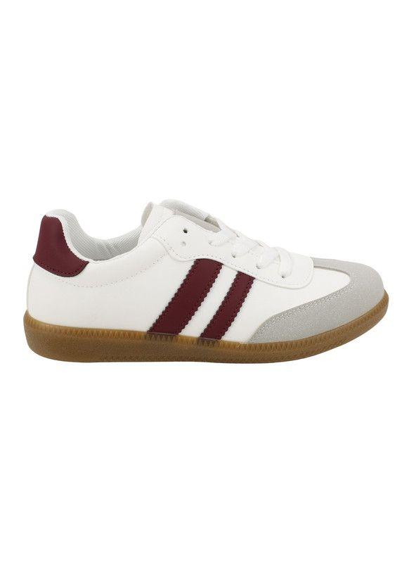Zapatilla New Walk Vintage Blanca Burdeo-0