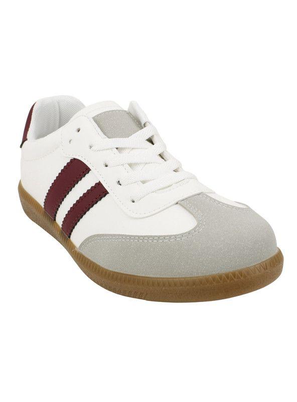 Zapatilla New Walk Vintage Blanca Burdeo-1