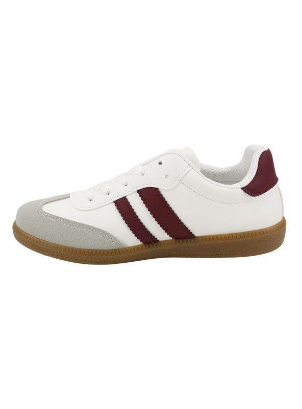 Zapatilla New Walk Vintage Blanca Burdeo-2