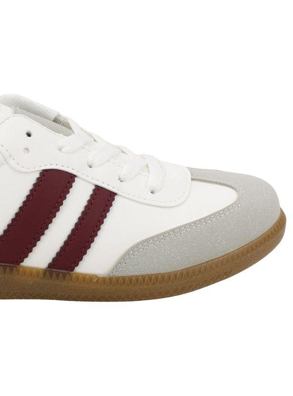 Zapatilla New Walk Vintage Blanca Burdeo-3