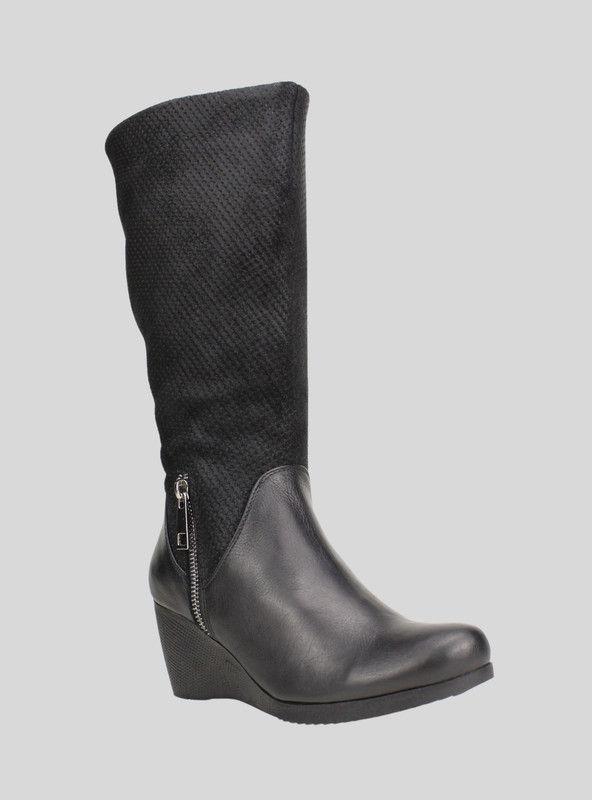 Bota Puntos Cuero Negra-1