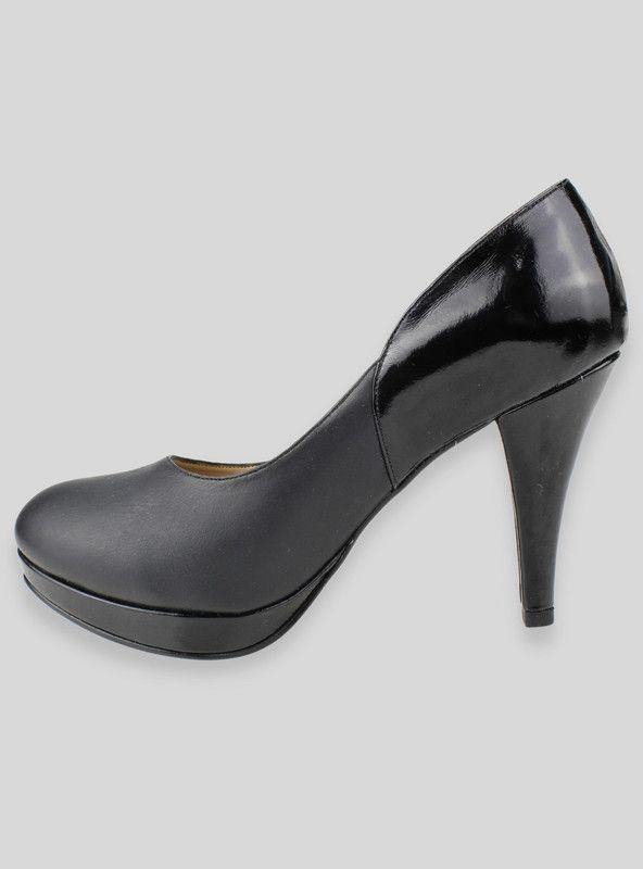 Zapato Exs Taco Aguja Charol Negro-2