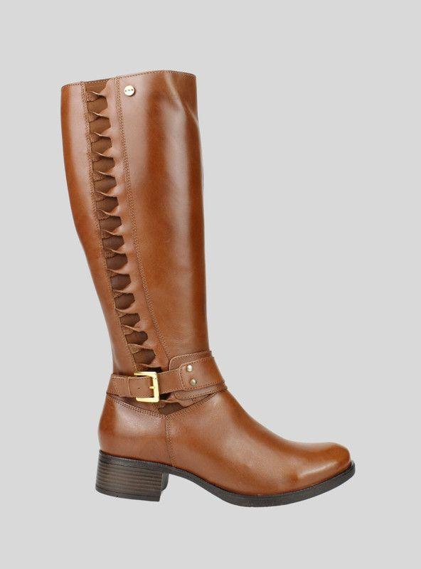 Bota Cuero Broche Marrón-0