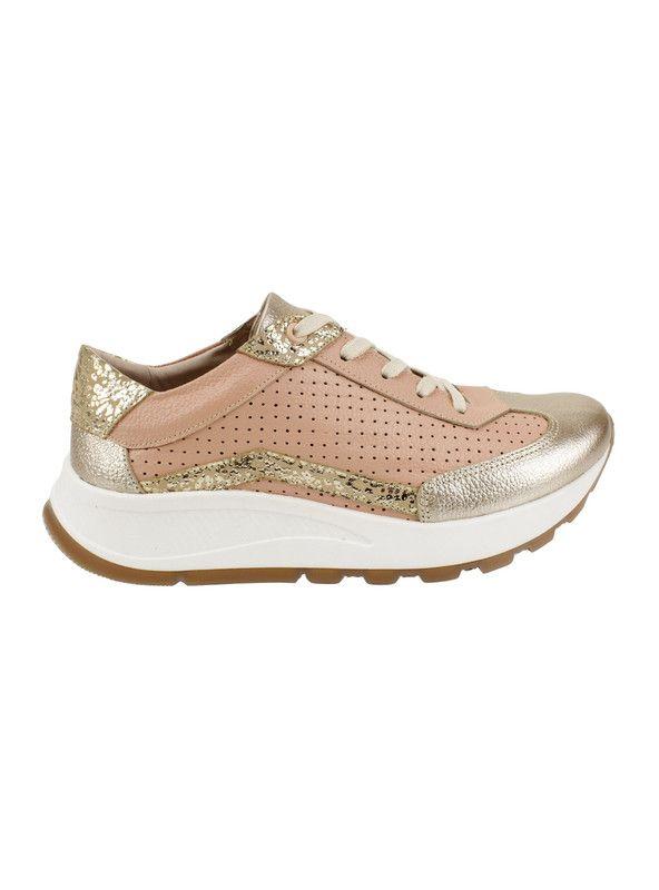 Zapatilla Exs Cuero Troquelada Beige-0