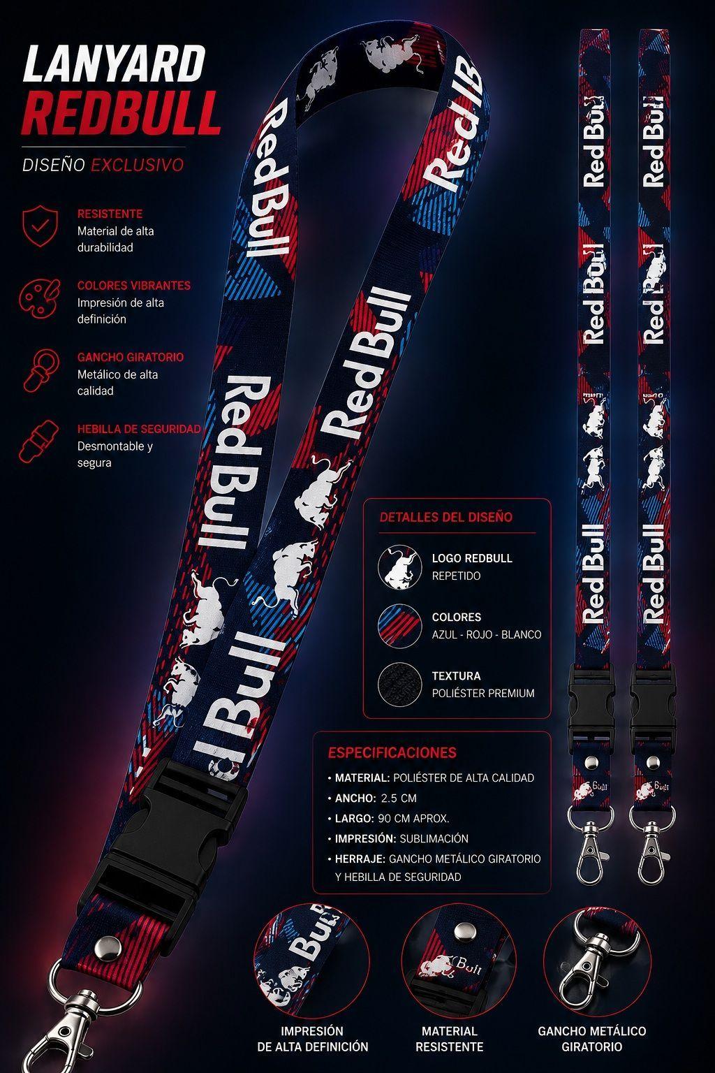 Lanyard Llavero Largo RedBull-0