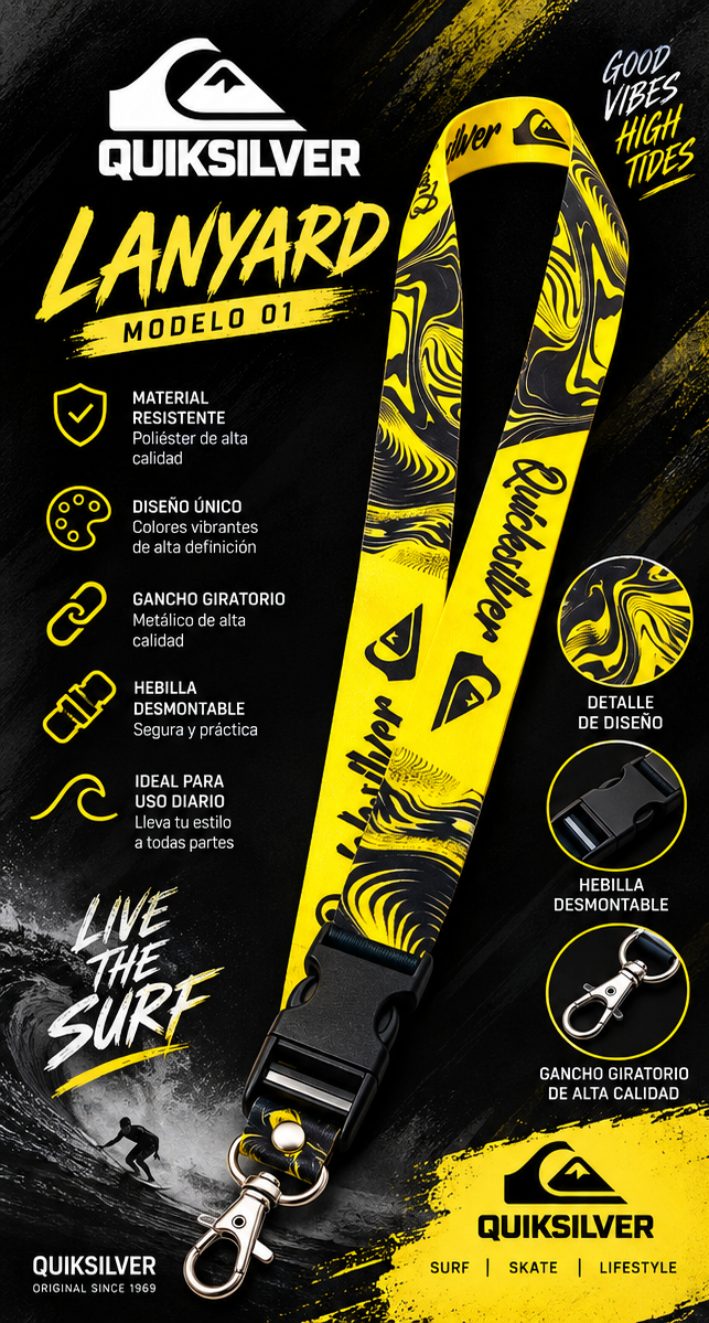 Lanyard Llavero Largo Quiksilver-0