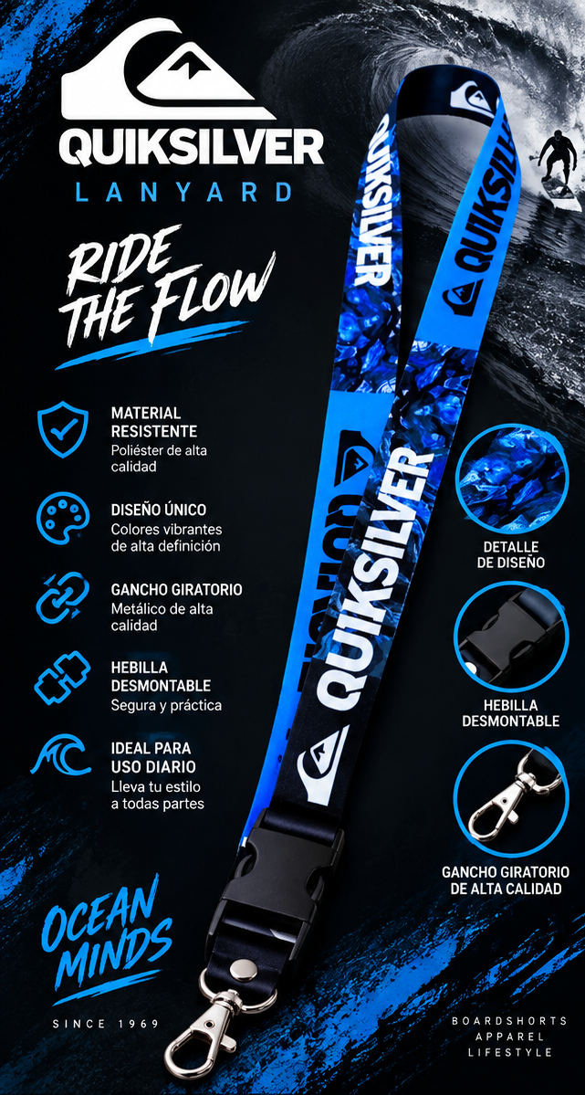 Lanyard Llavero Largo Quiksilver-0