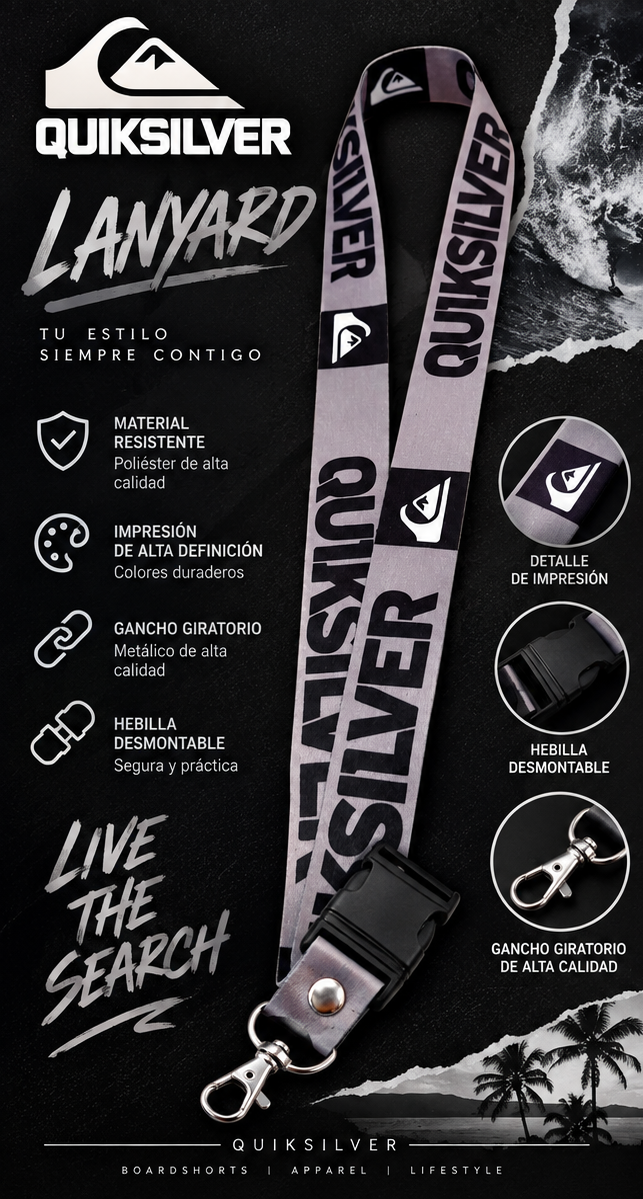 Lanyard Llavero Largo Quiksilver-0