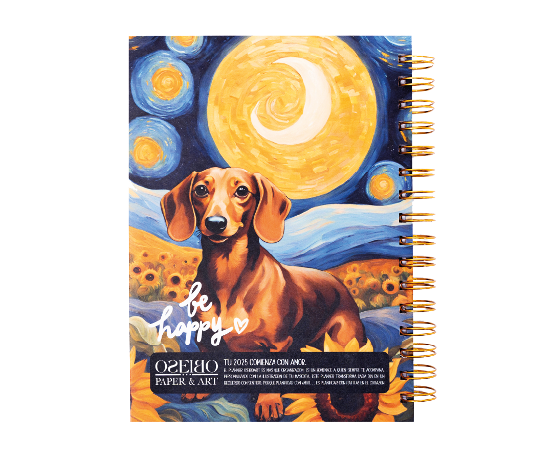 Planner anual sin fecha, portada perro salchicha Oseibo Art.-1