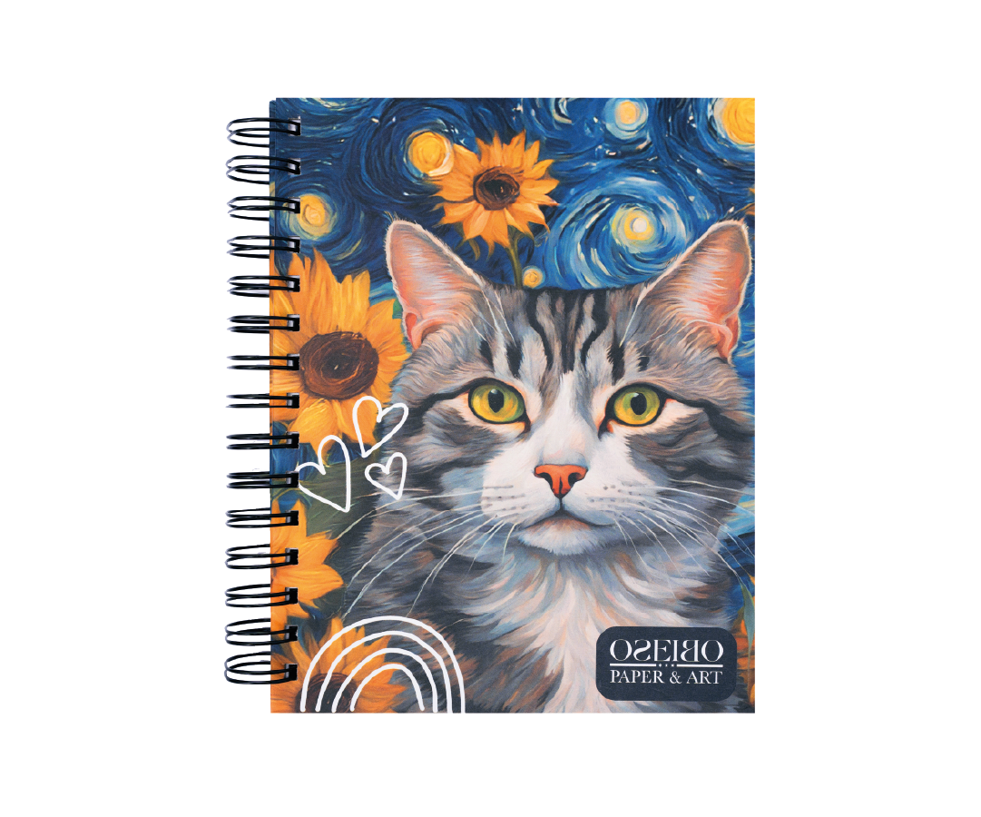 LIBRETA GATO BICOLOR GRIS CON BLANCO, OSEIBO ART-0