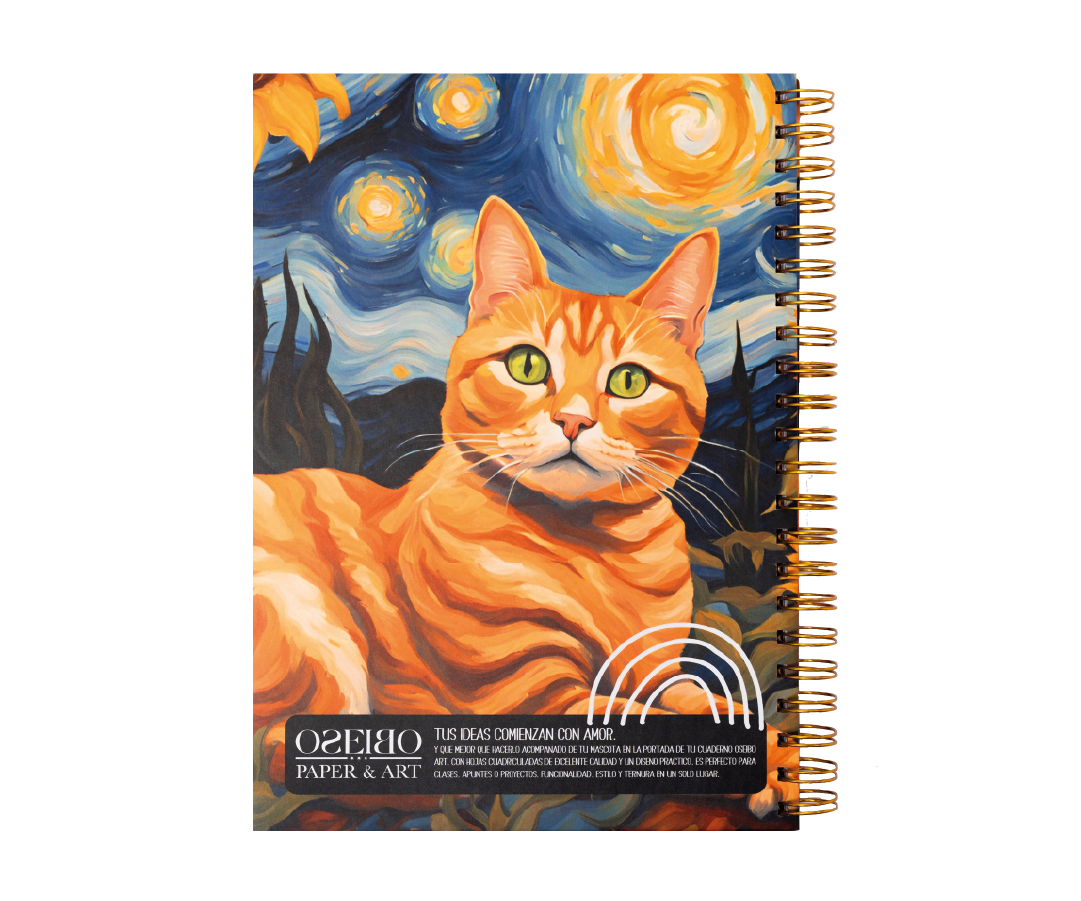CUADERNO UNIVERSITARIO GATO NARANJA, OSEIBO ART-1