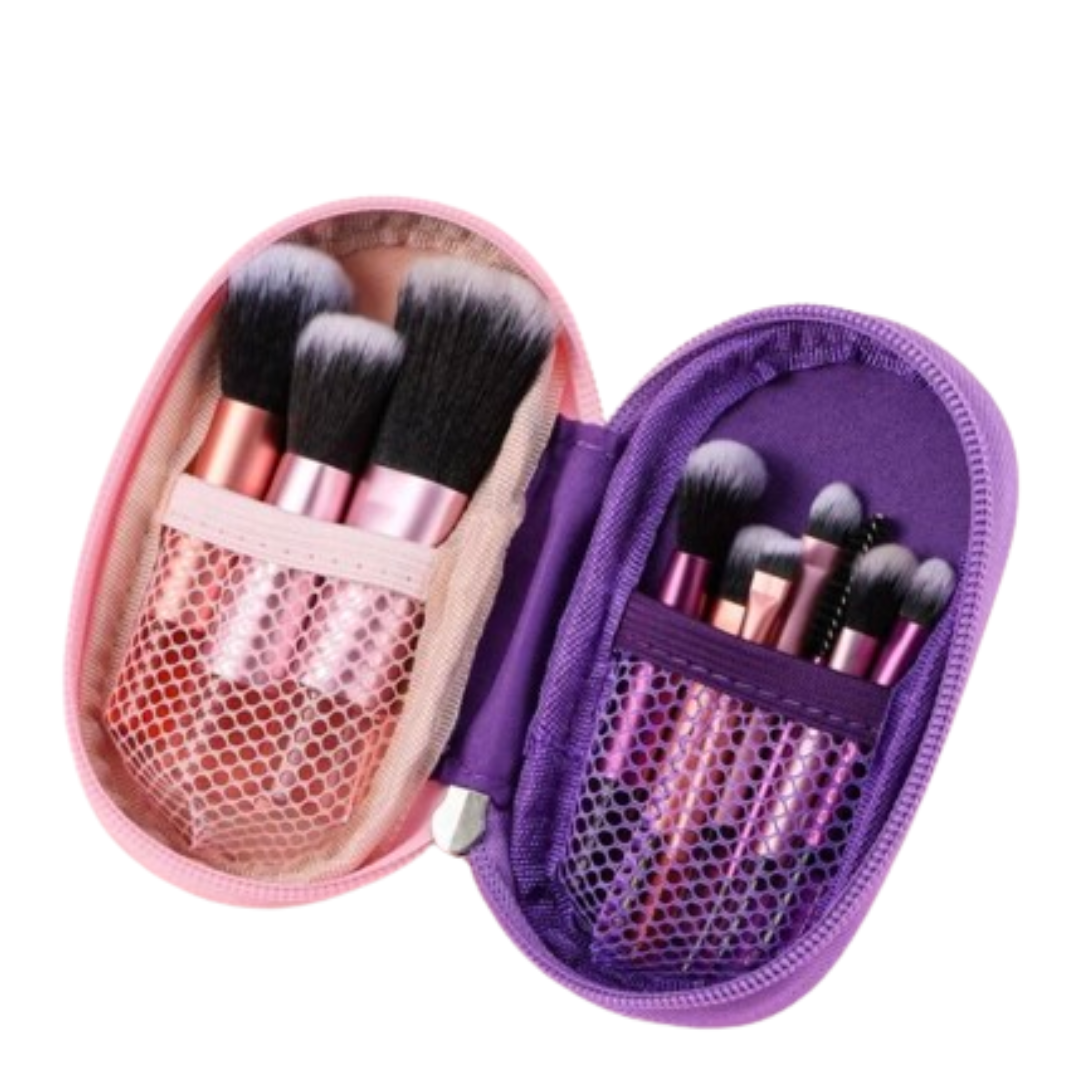 Set De 10 Mini Brochas De Maquillaje Con Estuche-0
