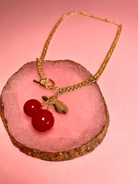 Collar Colgante De Cereza Mujer Tendencia-2
